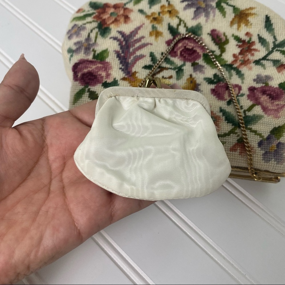 VTG 1950s Petit Point Wool Needlepoint bird purse - Picture 7 of 8